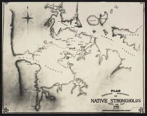 [Creator unknown] :Plan showing positions of native strongholds [Auckland region] about the year 1720. [copy of ms map]