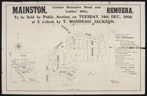 Mainston : corner Remuera Road and Ladies Mile, Remuera / A.L. Foster, licensed surveyor.