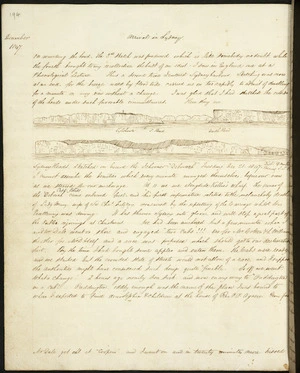 Diary page including sketch of Sydney Heads