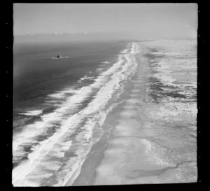 Scott Point and Motupia Island from Ninety Mile Beach, Far North District, Northland Region