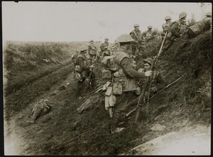 New Zealand soldiers in the front line near Le Quesnoy