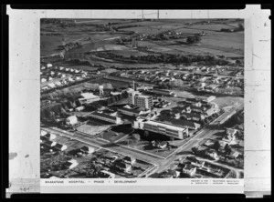Composite image of phase one of the development of Whakatane Hospital, Bay of Plenty Region, by architects Haughey & Fox & Associates