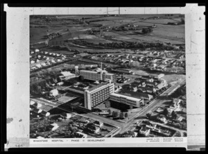 Composite image of phase two of the development of Whakatane Hospital, Bay of Plenty Region, by architects Haughey & Fox & Associates
