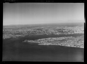 Looking over North Head and Devonport to Orakei Basin and city, Auckland