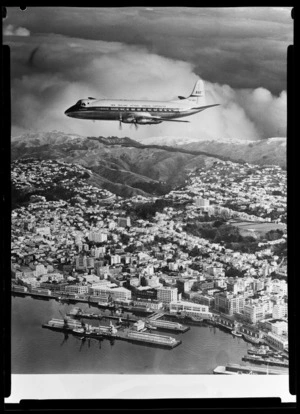 NAC (National Airways Corporation) Viscount aircraft over Wellington