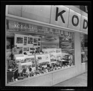 Kodak display in shop window, Wellington