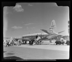 City of Christchurch, a National Airways Corporation (NAC) Viscount aircraft, at Rongotai Airport, Wellington