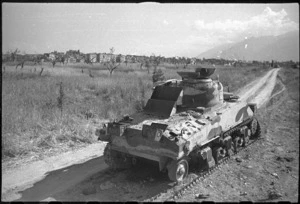 Knocked out New Zealand tank outside Orsogna, Italy