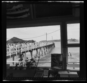 Paihia Wharf from Fullers Ferry [offices?], Bay of Islands, Far North District, Northland Region