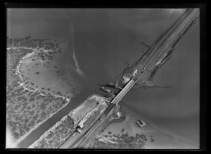 Bridge duplication, Northern Motorway, Auckland, during construction of Auckland Harbour Bridge