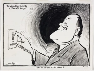 Scales, Sidney Ernest 1916- :Light at the end of the tunnel? Tax reductions expected in tonight's budget... news. Off. On. Budget. 1 June 1978.