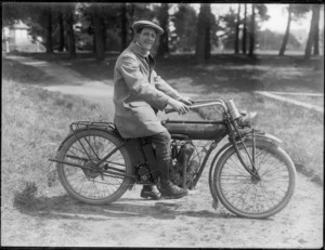 Rider on Indian motorcycle - Photograph taken by Frank Denton