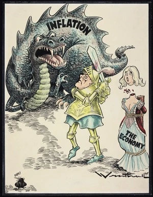 Wrathall, Bill, 1931-1995 :Inflation. The economy. "Oops!" [N Z Truth?] 1977.