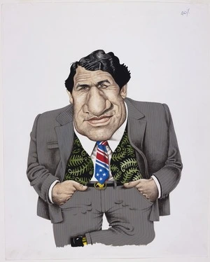 Hodgson, Trace, 1958- :[Winston Peters caricature] New Zealand Listener, 21 January, 1989.
