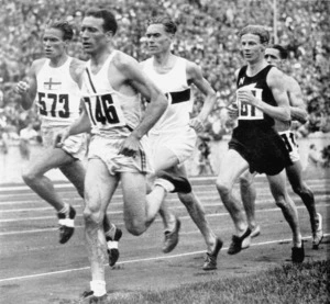 Runners during the first lap of the 1500 metres final at the 1936 Olympic Games in Berlin