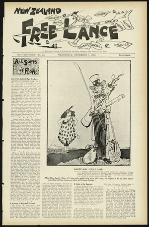 Skipper, M. G., fl 1923 :Haere mai, Uncle Sam! New Zealand Free Lance, 5 December 1923 (front page).