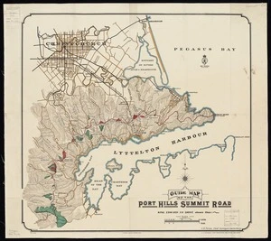 Guide map of the Port Hills Summit Road / H.R.S. delt.