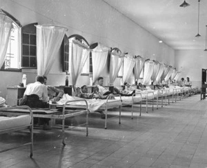 Elias, M D, fl 1943 : Ward interior, 3rd NZ General Hospital, Beirut, Lebanon