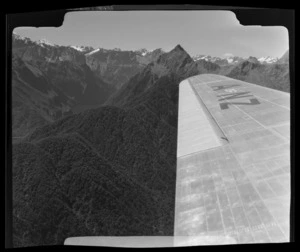 View from South Pacific Airlines of New Zealand (SAPNZ) plane of Milford Sound area, Southland Region