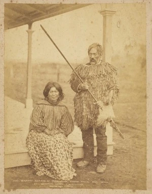 Burton Brothers, 1868-1898 (Firm, Dunedin) :Whaaru and his wife at Wahanui's house, Alexandra