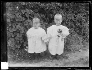 Two children in garden