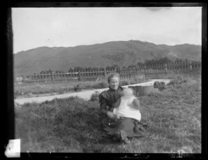 Woman and child in paddock