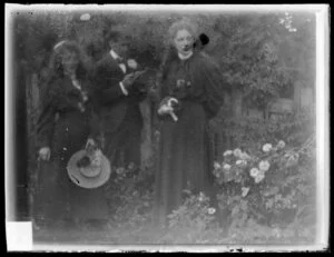 Three women in garden