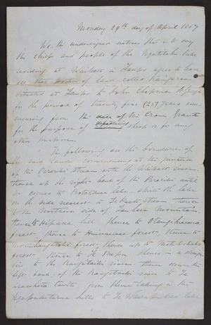 St George, John Chapman, 1844-1869: Draft lease agreement