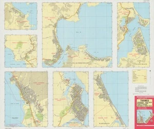 Street map of Thames, Coromandel, Waihi Beach, Whangamata, Hahei, Tairua & Pauanui, Whitianga & Cooks Beach, scale 1:15 000 (1 cm to 150 metres)