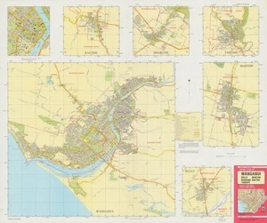 Street map of Wanganui, Bulls, Marton, Ohakune, Raetihi, Taihape, scale 1:20 000 (1 cm to 200 metres)