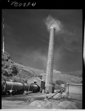 Rotary kiln, Golden Bay cement works, Tarakohe - Photograph taken by Mr W Walker