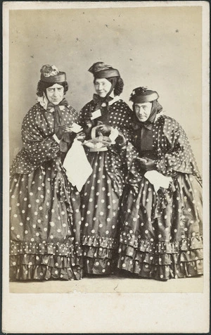 Woman with two men in women's costume - Photograph taken by Clarkington & Co