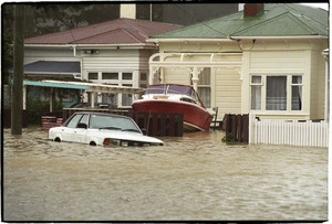 Flooding in Kilbirnie Crescent, Wellington - Photograph taken by John Nicholson