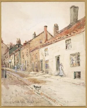 Lauder, G A (Mrs) :Sketch of Captain Cook's cottage, Staithes, Yorks [Between 1890 and 1910?]