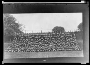 Group portrait of King's College students, Remuera, Auckland