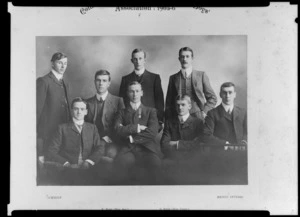 Group portrait related to King's College [Old Boys' Association 1905-1906?], Remuera, Auckland