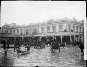 Victoria Avenue submerged by flood waters, Wanganui