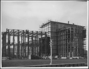 Building under construction for the Centennial Exhibition, Wellington