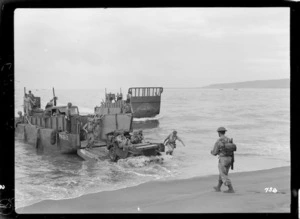 New Zealand soldiers during a beach landing excercise in the Pacific, World War II