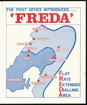 New Zealand Post Office:The Post Office introduces FREDA, Flat Rate Extended Dialling Area. [1967-1968]