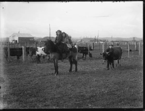 Girls of the Jones family on horseback