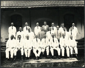 Members of a masonic lodge in Samoa, including the administrator of Western Samoa, Stephen Allen