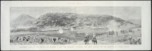 Maud, W T, 1865-1903 :Panoramic view of the battle on October 21, 1899; the infantry attacking the Boer position on the heights at Elands Laagte. Supplement to the Graphic, November 25, 1899.