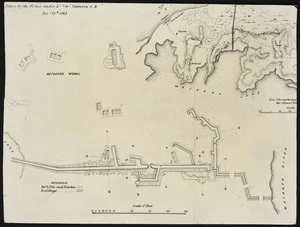 Photograph of a plan drawn by Captain Edward Brooke showing Maori entrenchments at Rangiriri taken by Imperial forces
