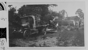 Odlin's trucks at a logging site in Te Marua, Upper Hutt