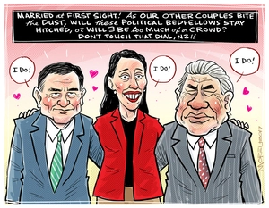 Married at first sight - James Shaw, Jacinda Ardern, and Winston Peters