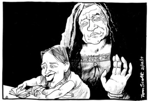 Winston Peters and Jacinda Ardern as Madonna and child
