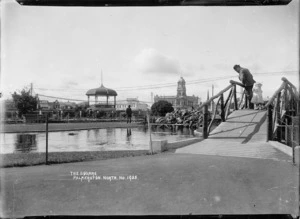 Scene by the pond, The Square, Palmerston North