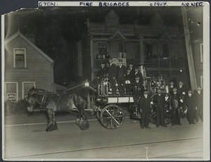 Creator unknown : Wellington Harbour Board fire brigade with engine