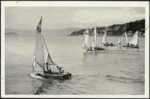 Robson, Edward Thomas, 1875-1953 : Photograph of yachts in Lambton Harbour, Wellington